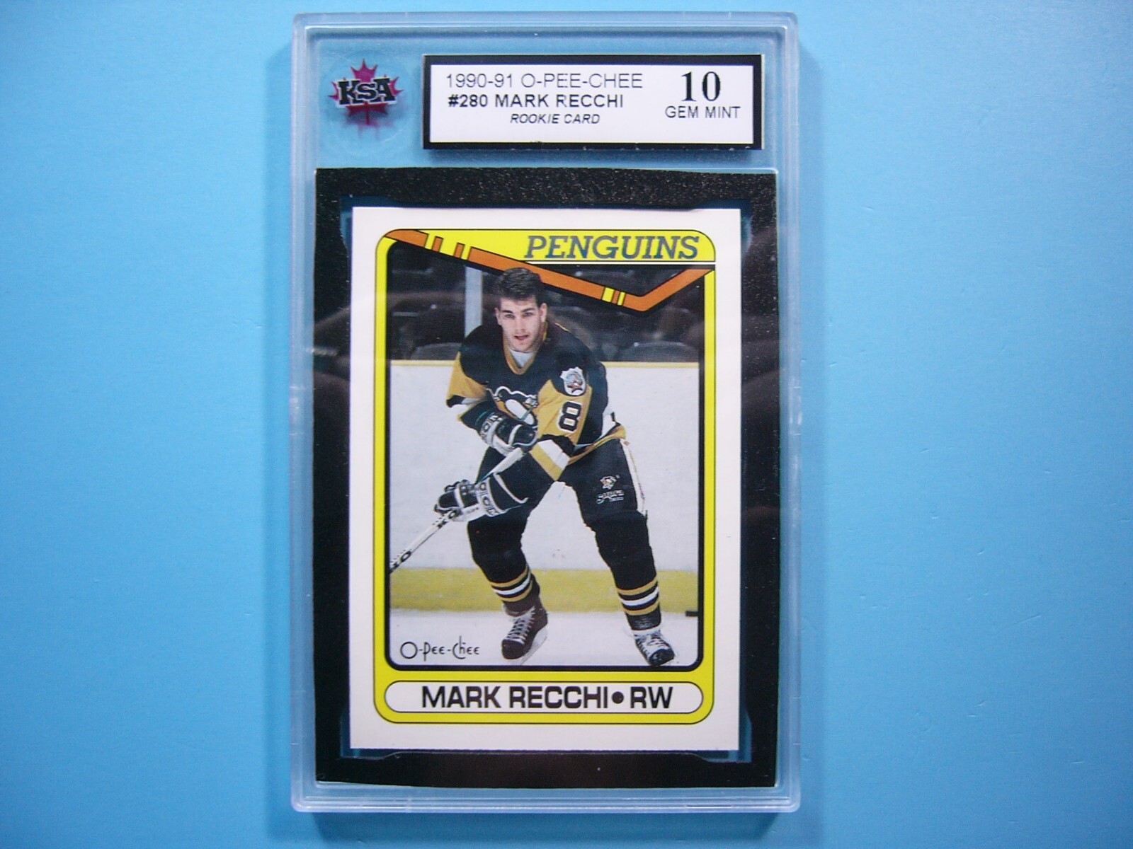 1990/91 O-PEE-CHEE HOCKEY CARD #280 MARK RECCHI ROOKIE RC KSA 10 GEM SHARP+ OPC