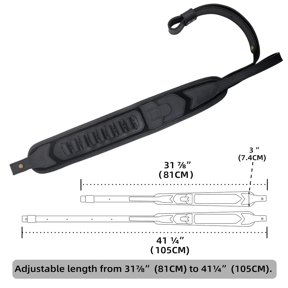 Correa de hombro de cuero para escopeta con eslinga para rifle para .30-30.22LR 12GA.30-06 .308 Foto 2 de 4
