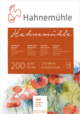 Hahnemühle Echt-Bütten Aquarellblock 200g/m², matt, 20 Blatt, verschiedene Größe
