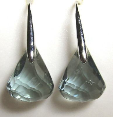 Swarovski Lunar Rhodium Plated Metal and Teal Coloured Crystal