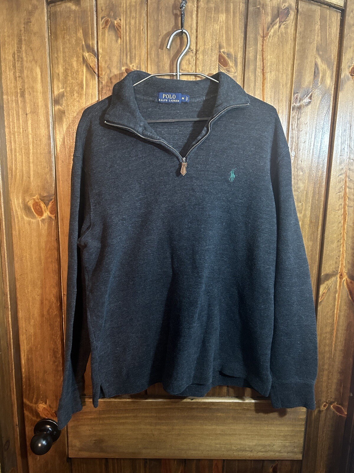 Polo Ralph Lauren Pony Quarter Zip Pullover Grigio Maglione Felpa Taglia Media