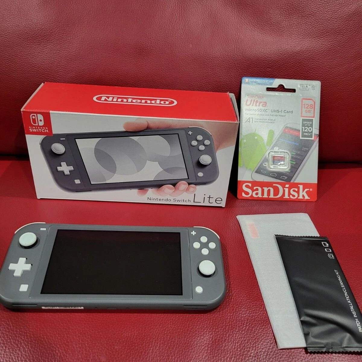 Nintendo Switch Lite 32GB Gray w/box, 128GB SD, Screen Film