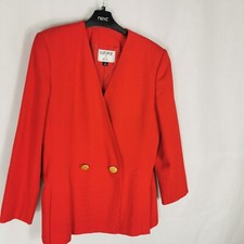 Ladies Jacket Size 8 10 Vintage Kasper 80s Blazer Boyfriend Boxy Smart Red