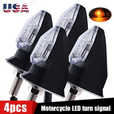 4x Clear Motorcycle Mini LED Turn Signal Light Blinker Amber Indicator Universal