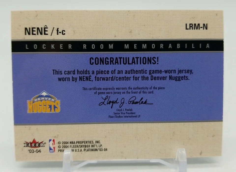 2003-04 Fleer Platinum NENE Locker Room Memorabilia Jersey Patch Denver Nuggets - Image 3 of 4