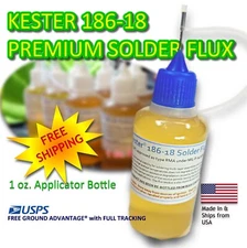 30ml Kester (1oz.) 186-18 Liq. Soldering Rosin Flux Needle Tip Bottle No Clean 