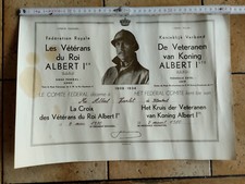 Orden Belgien Urkunde Veteranenkreuz K&ouml;nig Albert I