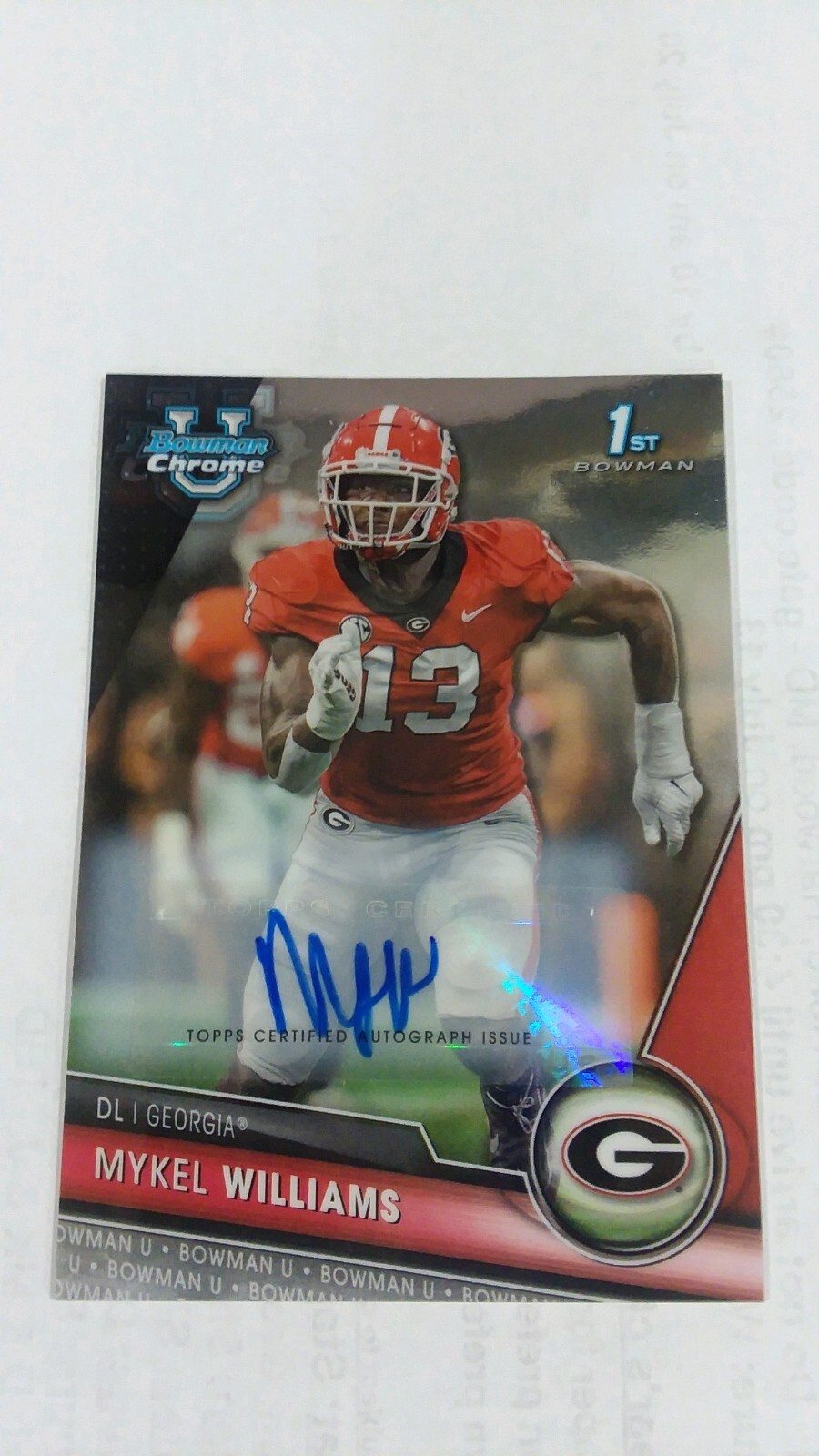 MYKEL WILLIAMS 2023 Bowman University Chrome 1st Autograph Auto #91 GEORGIA