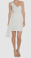  195 Aidan Mattox Women Ivory Drape One-Shoulder Dress Size 8
