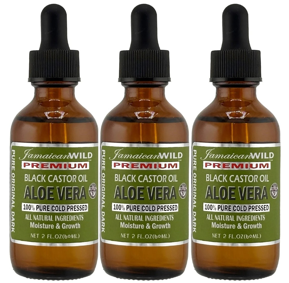 Jamaican Wild Premium Black Castor Oil Aloe Vera 2oz (pack of 3)