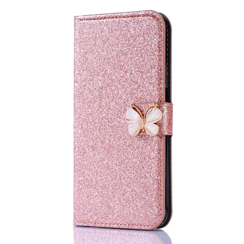 For iPhone 16e/15/14/13/12/11 XR XS SE 8 Glitter Wallet Case Women's Flip Cover - Image 4 of 4