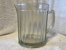 Vintage 1960's Hazel Atlas Ribbed Clear Glass Heavy Beer Man Cave Pitcher 5/005