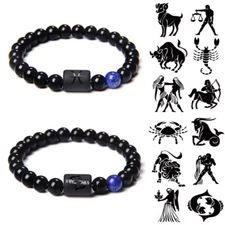 12 Constellation Star Sign 8mm Hematite Stone Beads Zodiac Horoscope Bracelet