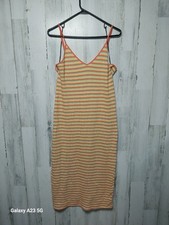 Double Zero Orange Blue Crochet Dress Large Sleeveless