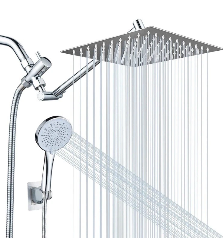 10 in High Pressure Shower Head with Handheld Spray Chrome Rainfall Shower Combo