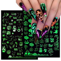 9 Blatt Nagelsticker Halloween Nagelaufkleber Selbstklebend Schrei Leuchtend Spi