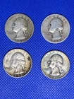 Lot Of 4 Washington Quarters 90% Silver