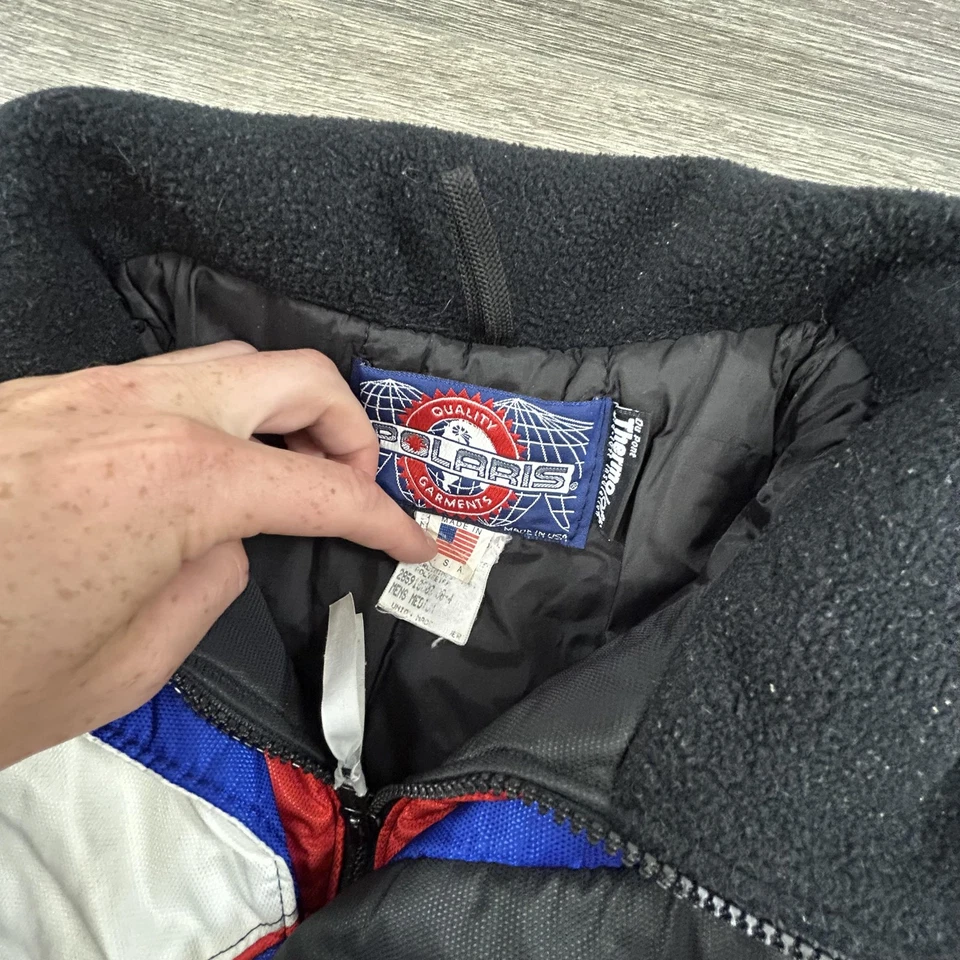 VINTAGE Polaris Jacket Mens Large Snowmobile Coat Puffer Racing Fleece 90s - Image 3 of 4