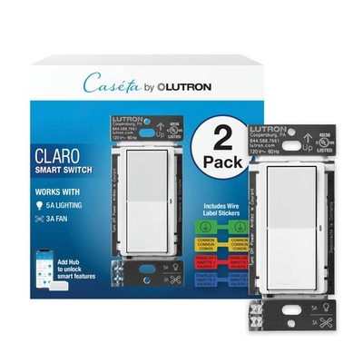 Smart Switch Lutron Caseta Claro Lighting Fans Control Hub Required
