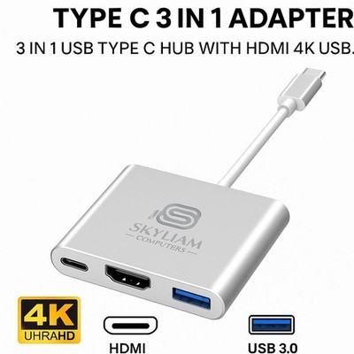 High Speed Type C 3 in 1 Adapter 3 in 1 USB Type C Hub with HDMI 4K USB3.0
