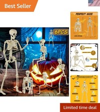 6 Packs Skeleton Halloween Decorations Outdoor with 16" Full Body Posable Joi...