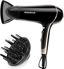 Phon Capelli Professionale, 2400W Phon Ionico Con Diffusore E Beccuccio, Nero 2 