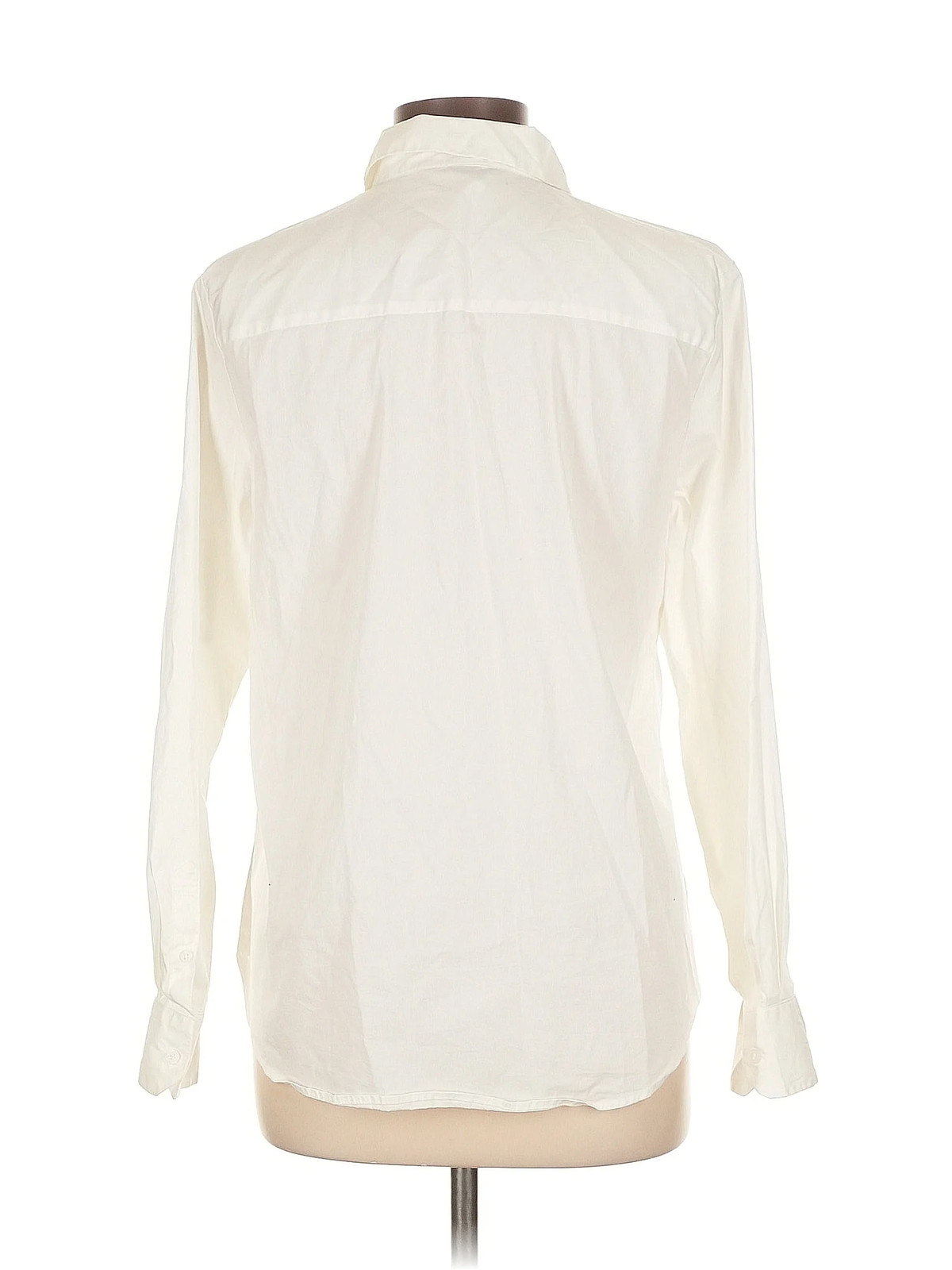 H&M Women Ivory Long Sleeve Button-Down Shirt 10 thumbnail 2