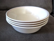 4 Corning CORELLE ~ ENGLISH BREAKFAST CEREAL BOWLS 6.25"  Blue Pink Bands EUC