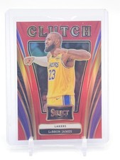 LEBRON JAMES 2024-25 SELECT CLUTCH RED PRIZM /99 #5 LAKERS BASKETBALL A Q5537