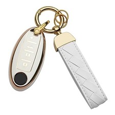 Bqepe For Nissan Key Fob Cover Keychain Fit for Altima 4 buttons Ivory White