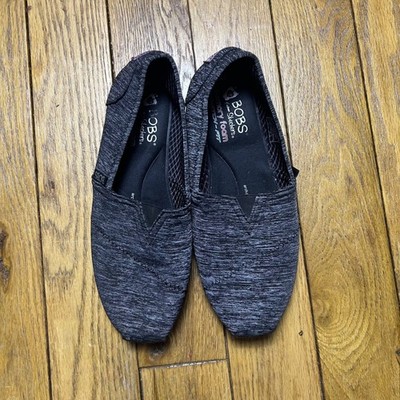 BOBS from Skechers Plush Peace and Love Black Heathered Slip On Flats W8.5