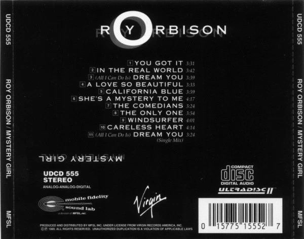 Roy Orbison – Mystery Girl (CD, 1992) MFSL Ultradisc II - Image 2 of 2