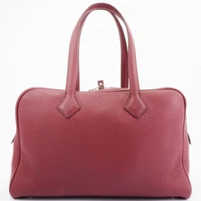 ●Hermes Victoria 35 Handbag Torillon Clemence Ruby Women's A4 Storage