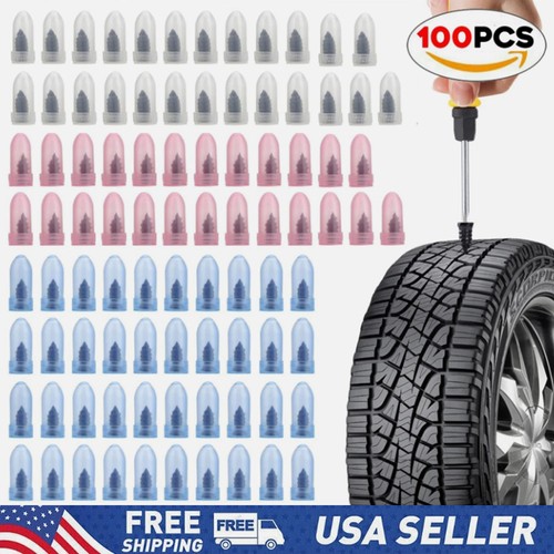Kit de reparación de clavos de neumáticos de goma de 100 piezas tapones para neumáticos de tornillo para automóvil camión SUV furgoneta EE. UU. - Imagen 16 de 19
