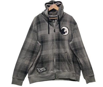 Amplify Y2K Hoodie Mens 2XL Gray Plaid Chemical Romance Moon Long Sleeve
