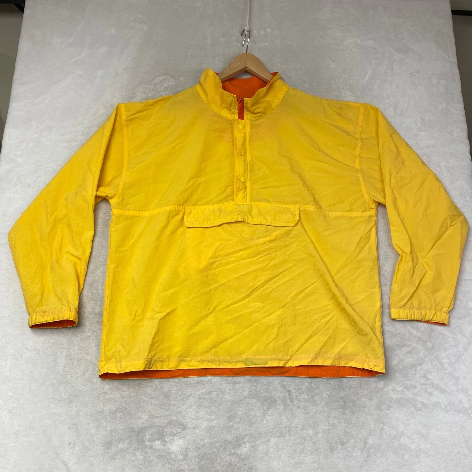 GAP Pullover Anorak Jacket Yellow Orange Nylon Men's XL Lightweight Windbreaker