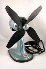 Progress Tisch-Ventilator, Typ WO3, 50er/60er Jahre, mit Gummi-Bl&auml;ttern