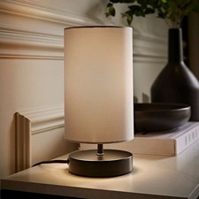 Touch Table Lamp Light Matte Black Base Lampshade Bedside Living Room Dimmable