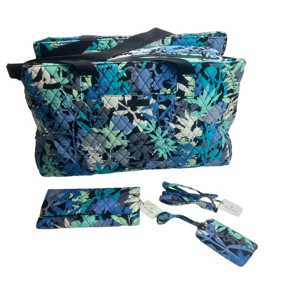 Vera Bradley Tropical Paradise Travel Set Quilted Floral Blue Green Vacation - Image 2 of 4