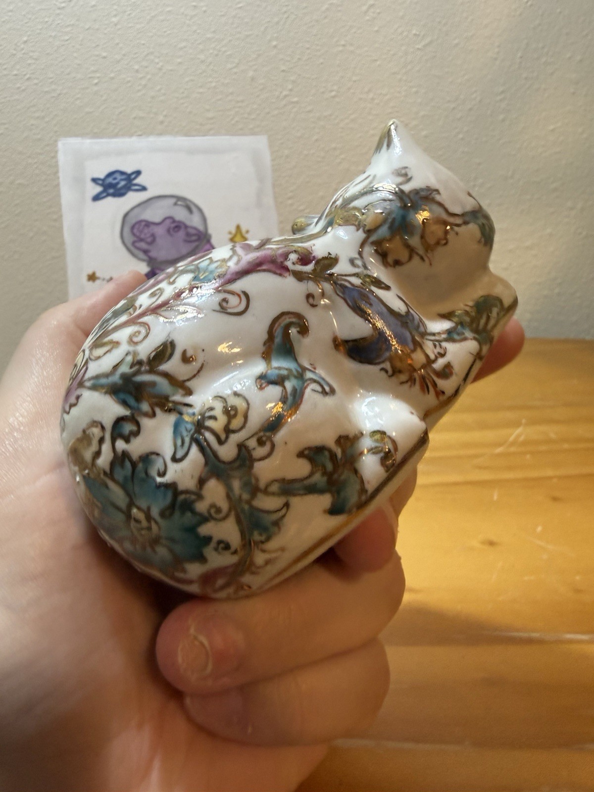 Vintage ceramic porcelain Cloisonné Cat Home Decor