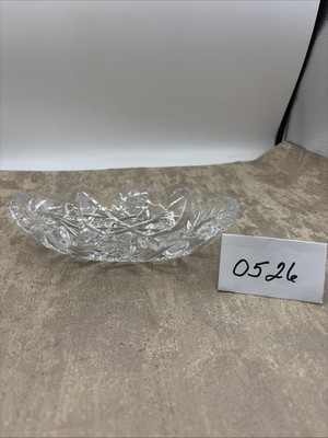 Antique Crystal Relish Dish ABP American Brilliant Cut Heavy Glass 8  x 5 