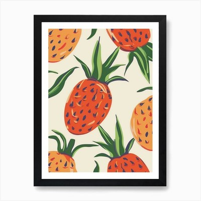 Ananas Muster Illustration 2 Bogen gerahmt Wandbild Poster Leinwanddruck Bild