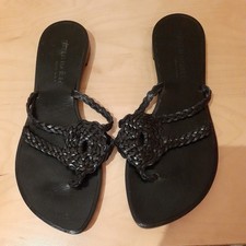 Sandali bassi Gianna Meliani designer italiano pelle nera taglia 5 uk.