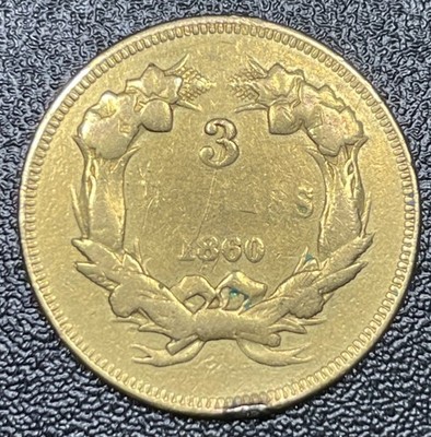 1860 Three Dollar Indian Gold Coin $3 Rare Date Ex-Jewelry