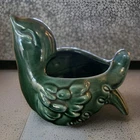 So Cute! Vintage Hull Pottery Dark Green Song Bird Planter USA F474 Hard To Find