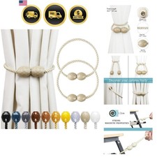 Strong Magnetic Curtain Tiebacks Beige 2 Pack Decorative Tie Backs Outdoor Cu...