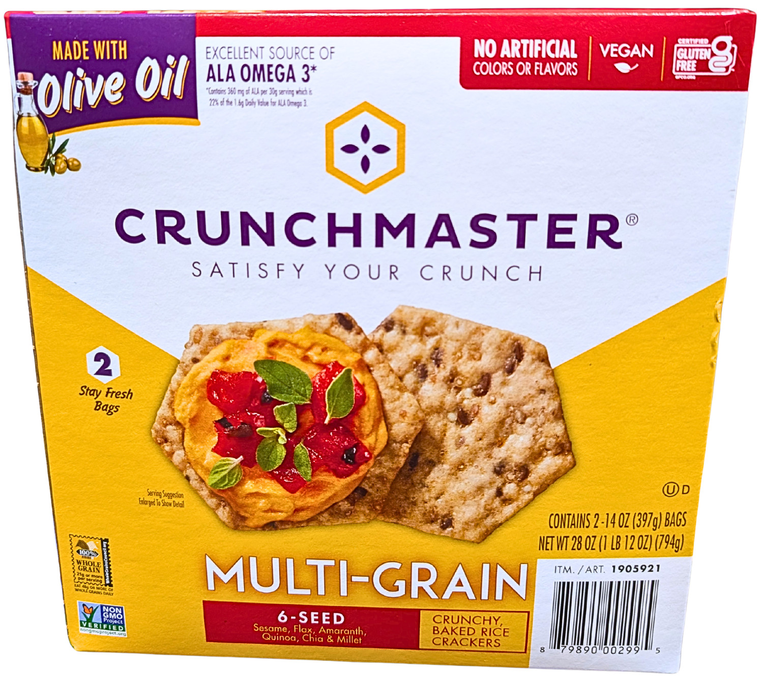 Crunchmaster Multi-grain 6 Seed Crackers 2x14 Ounce Box EXP 05/2026