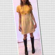 Retro Justfit Fashion Yellow Checkered Dress ~ 38