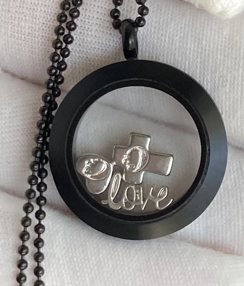 Origami Búho Negro Bisagras Dije Medallón Cuentas/Bola 30 pulgadas Cadena Collar Cruz Amor Foto 2 de 4