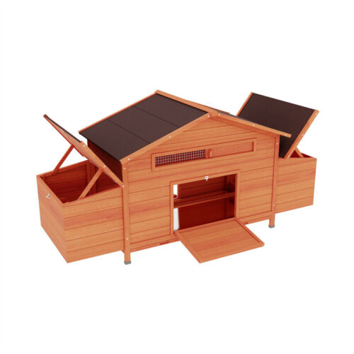 Large Wooden Hen House Outdoor Chicken Coop Poultry Cage w/2 Sides Large Nesting - Picture 4 of 11